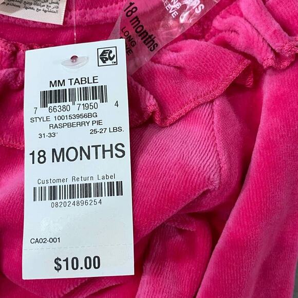 FIRST IMPRESSIONS Baby Girls Velour Ruffle Top Raspberry Pie 18 Months - Picture 3 of 5